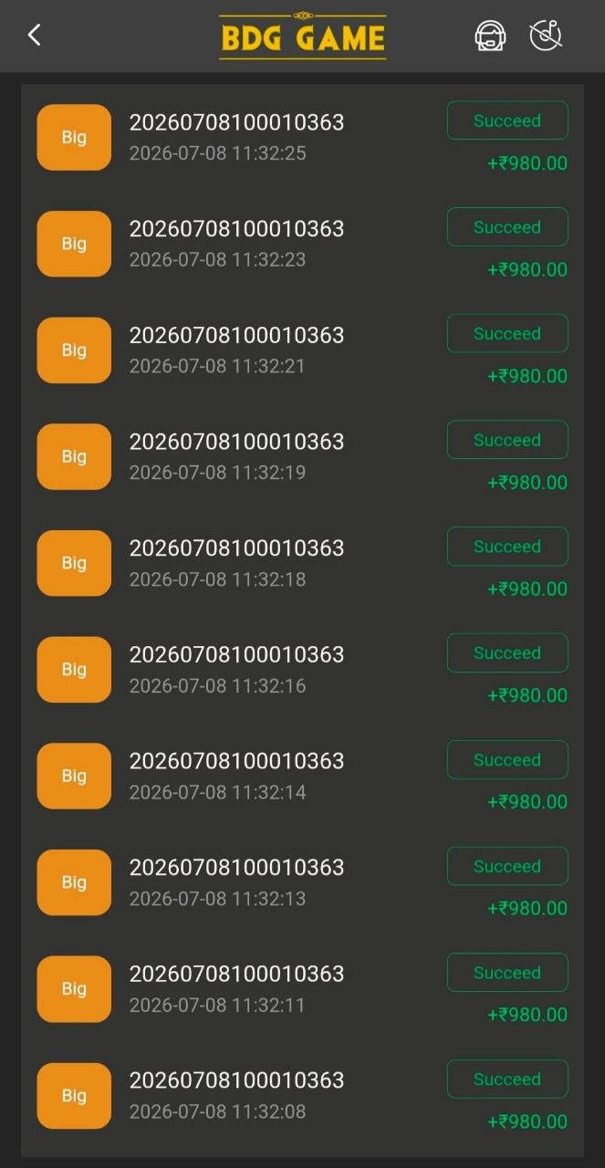 BDG Game recent big wins — +₹980 succeed